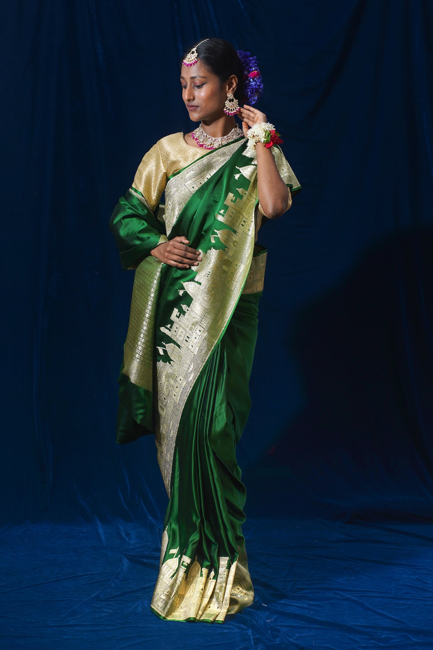 Green Kashi Ghat Banarasi Masaru Silk Saree