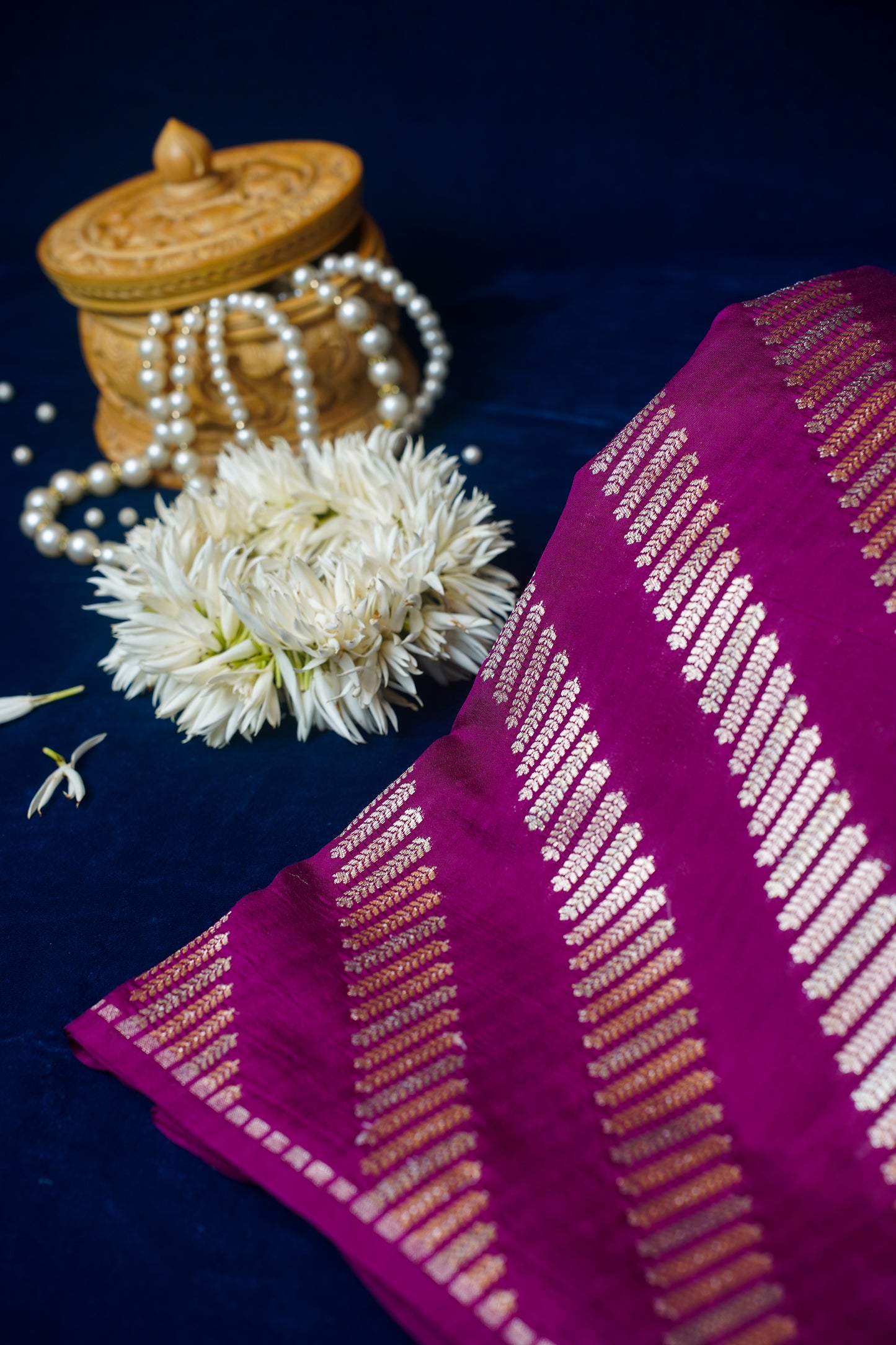 Dark Purple Pure Banarasi Dodama Silk Saree