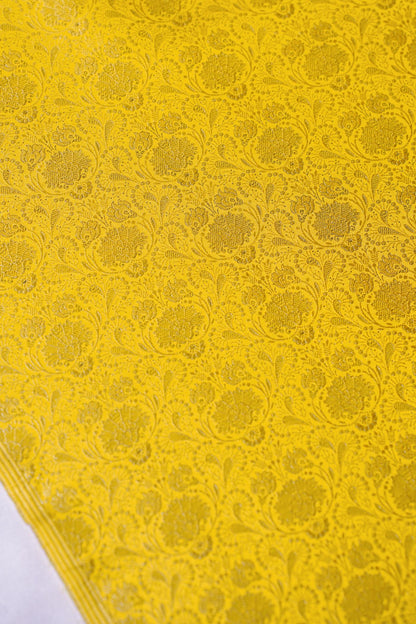 "MCF 20" Banarasi Yellow Handloom Tanchui Alfi Jaal Febric
