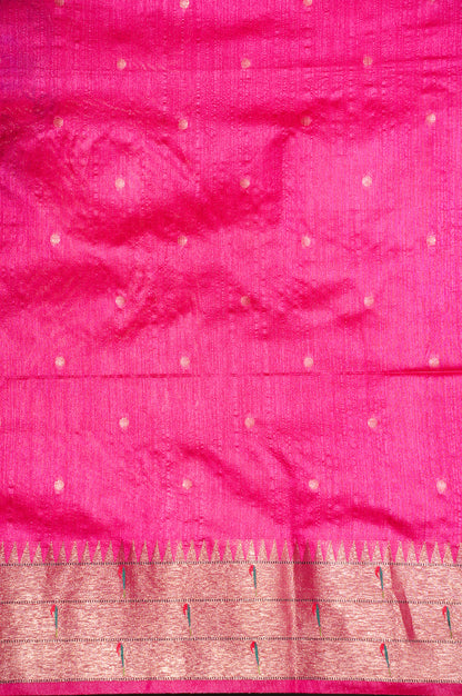 UTSAV BANARAS 295: Banarasi Hot Pink Peacock Paithani Saree Royal Grace Woven in Tradition