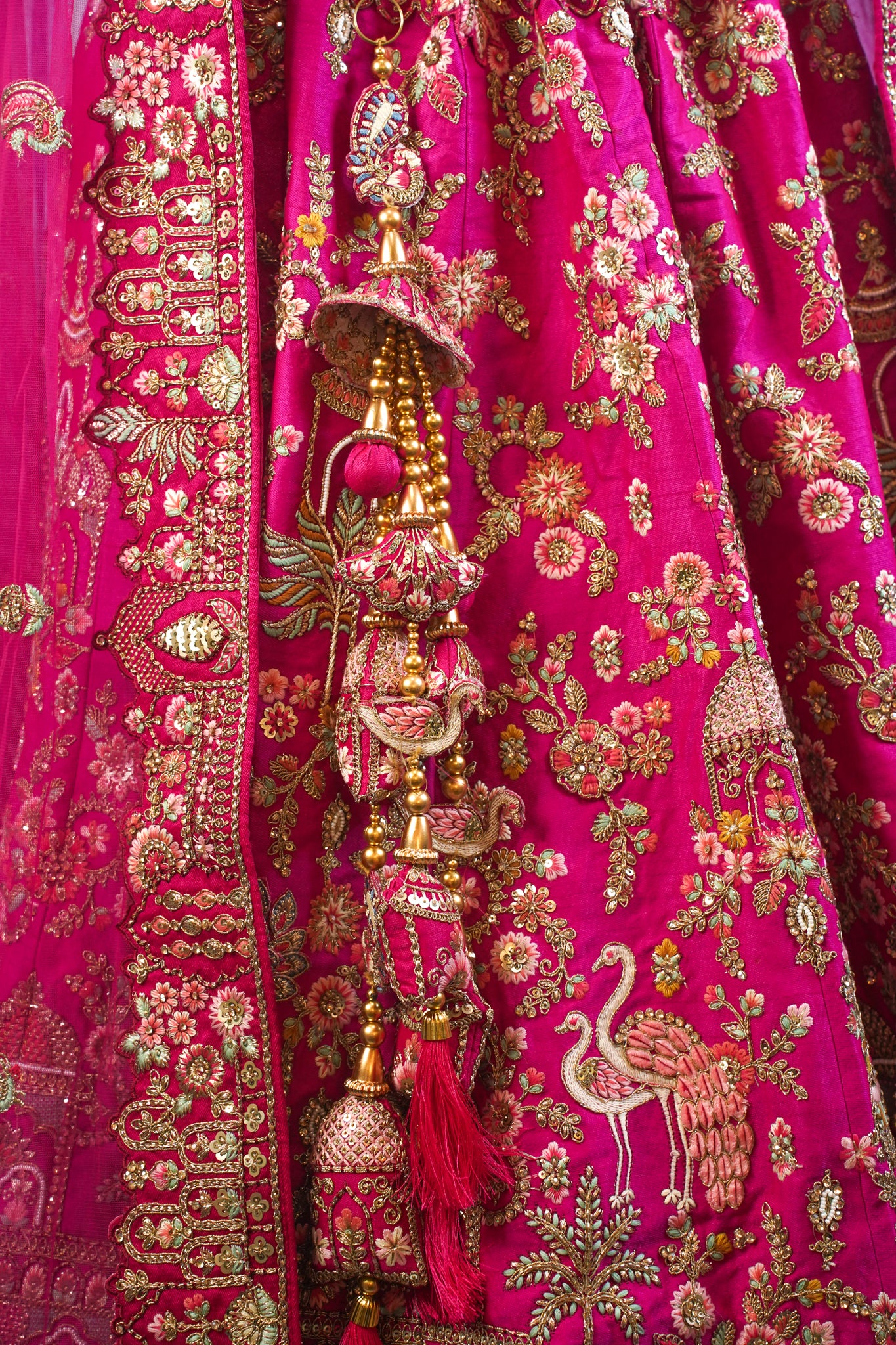 "MANSI 039" Banarasi Munga Silk Lehenga with Cutwork Border & AD Work – Regal Pink Elegance for the Modern Bride