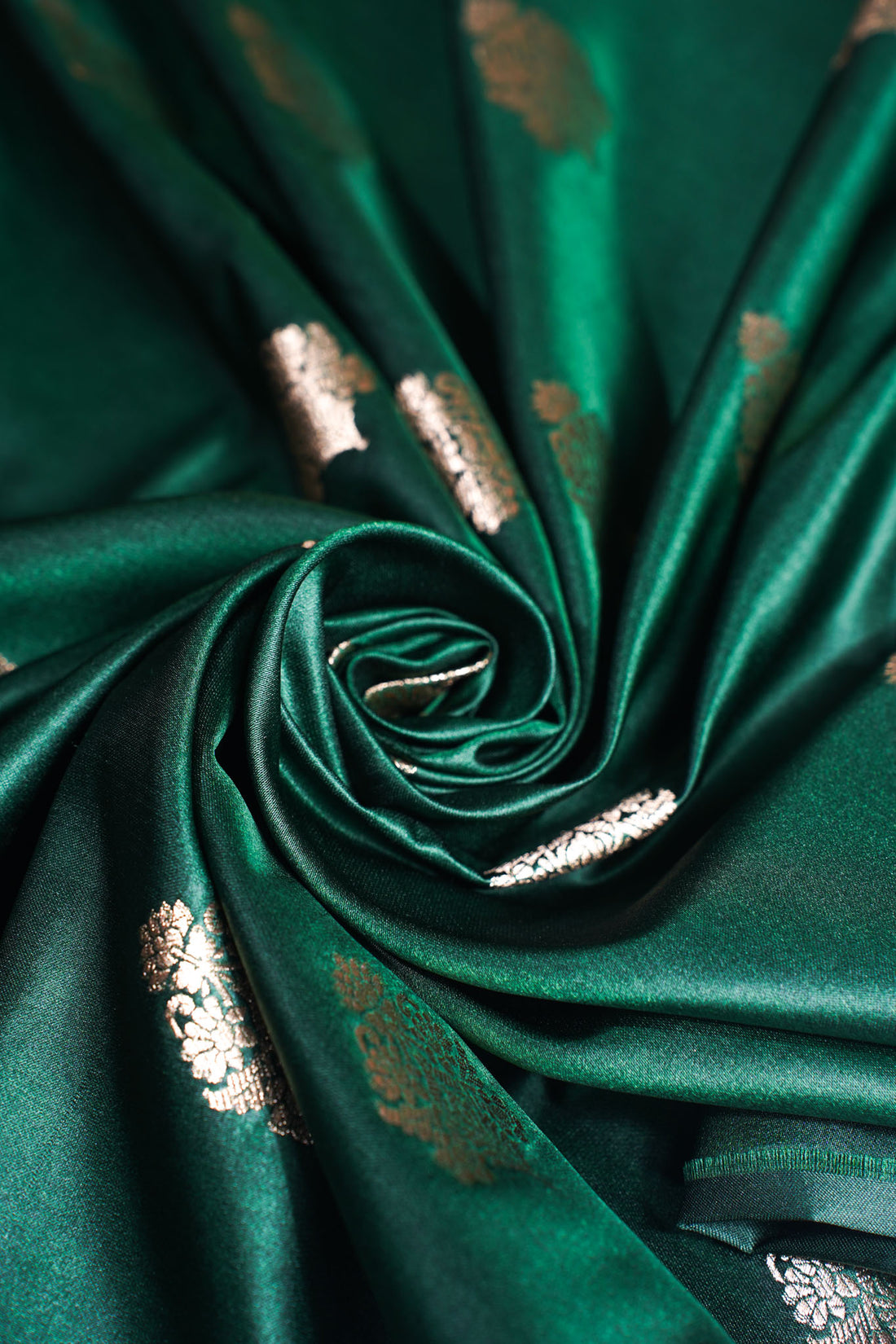 "MCF 7"  Banarasi Handwoven Rama Green Brocade Buta Fabric