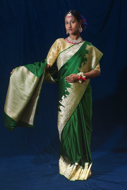 Green Kashi Ghat Banarasi Masaru Silk Saree