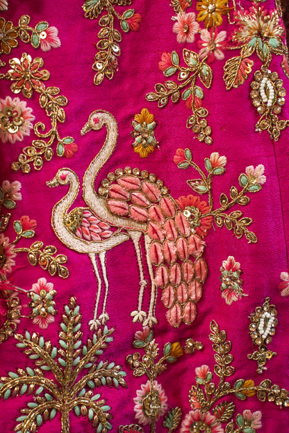 "MANSI 039" Banarasi Munga Silk Lehenga with Cutwork Border & AD Work – Regal Pink Elegance for the Modern Bride