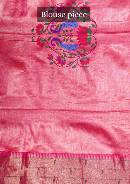 UTSAV BANARAS 295: Banarasi Hot Pink Peacock Paithani Saree Royal Grace Woven in Tradition