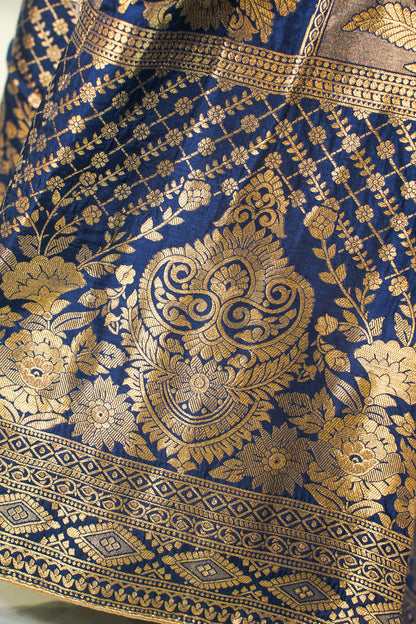 "Mansi 017" Banarasi Traditional Silk Lehenga With Jaal Flower Work