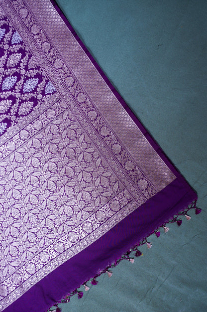 "WAAH BANARAS 114" Banarasi Move Jaal Pattern Vegan Silk Saree