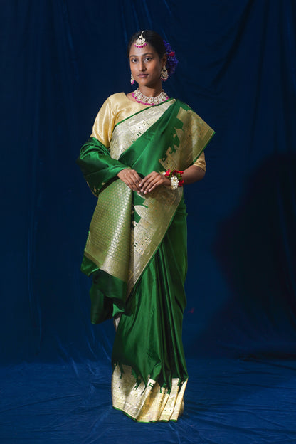 Green Kashi Ghat Banarasi Masaru Silk Saree