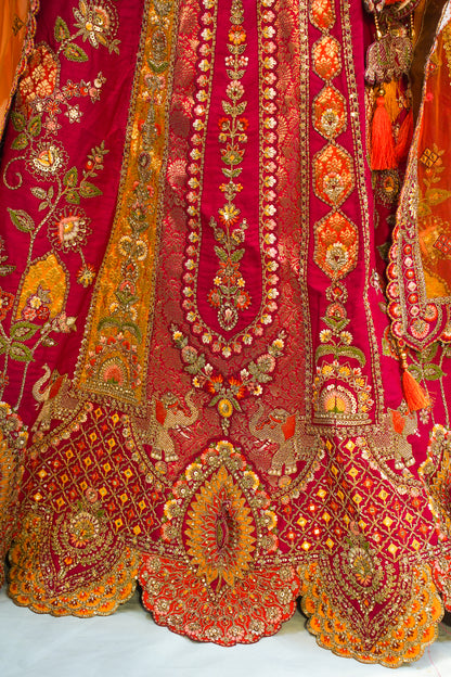 "MANSI 045" Banarasi Silk Bridal Lehenga With Sequence Work & Cutwork Border