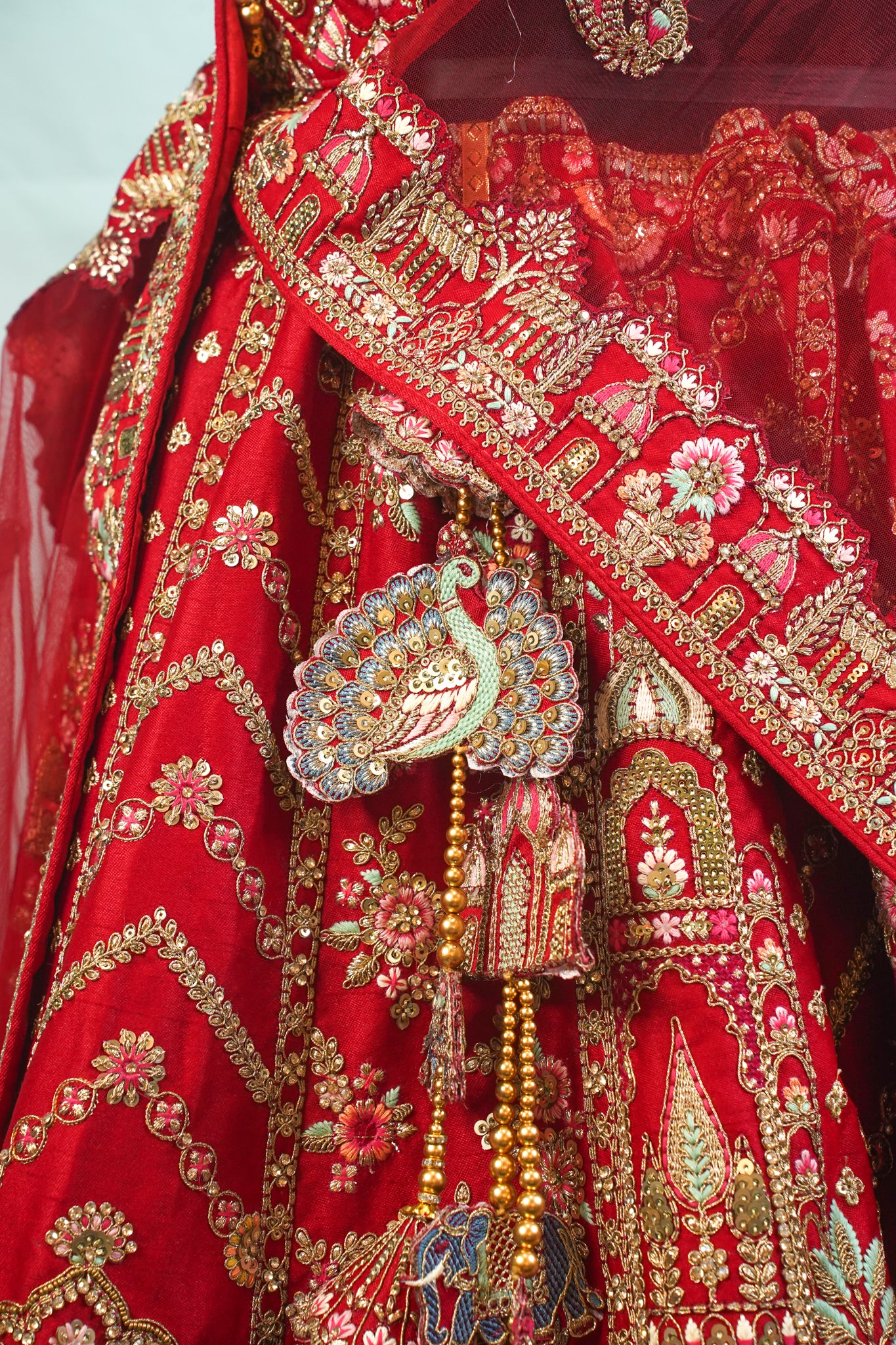 "MANSI 037" Banarasi Munga Silk Lehenga With Cutwork Border & AD Work