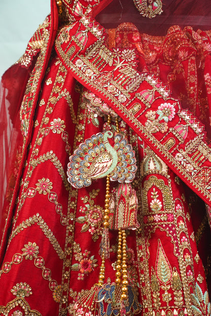 "MANSI 037" Banarasi Munga Silk Lehenga With Cutwork Border & AD Work