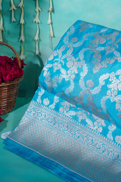 "VIRASAT 103" Dark Pink Pure Kadwa Jaal Banarasi Handloom Saree