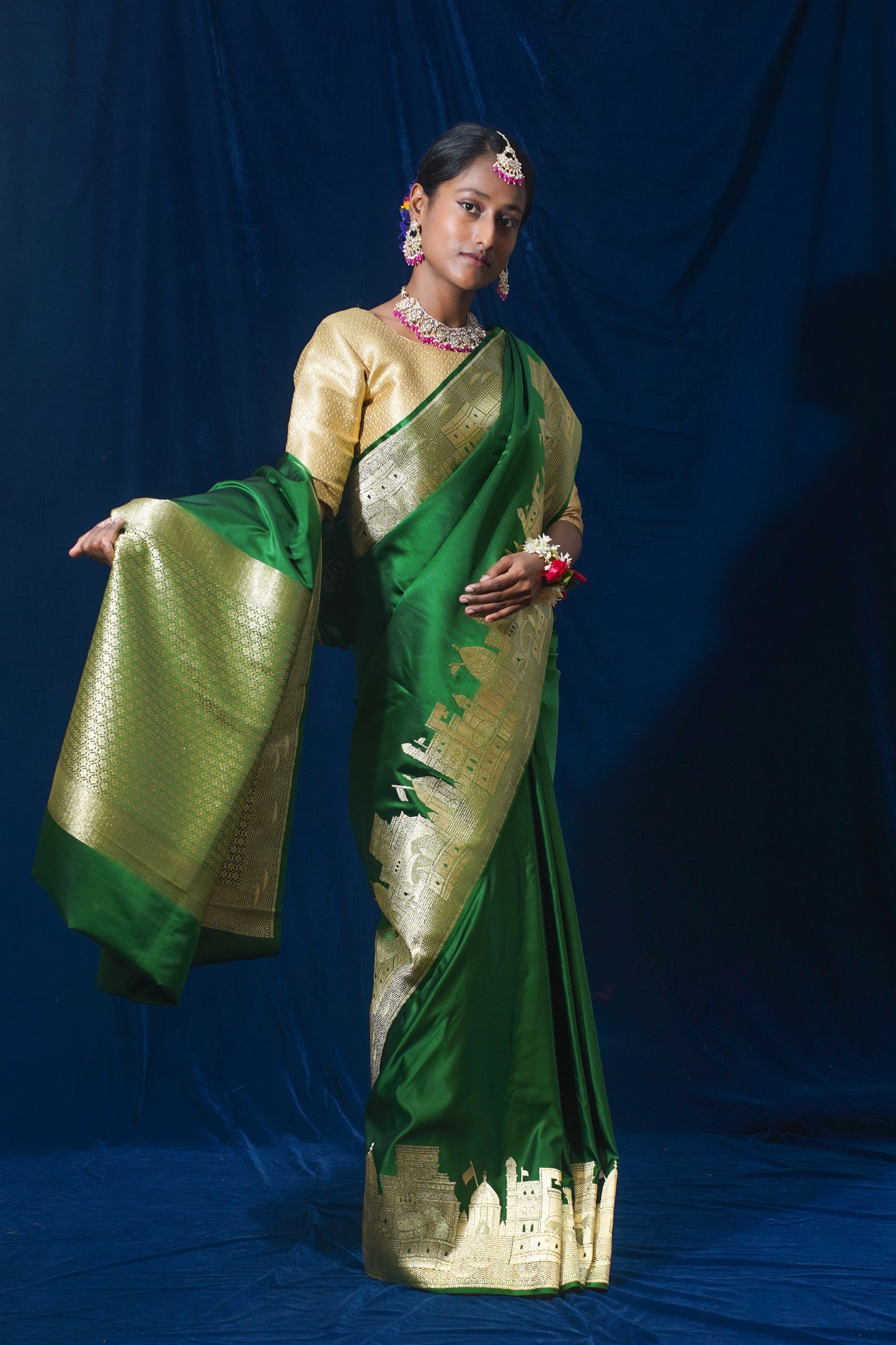 Green Kashi Ghat Banarasi Masaru Silk Saree