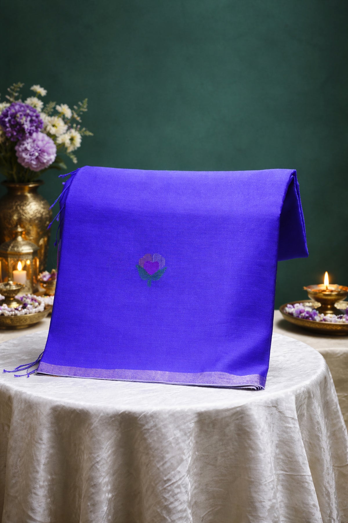 "Founder Choice 005" Banarasi Royal Blue Jamdani Work Pure Muslin Silk Saree