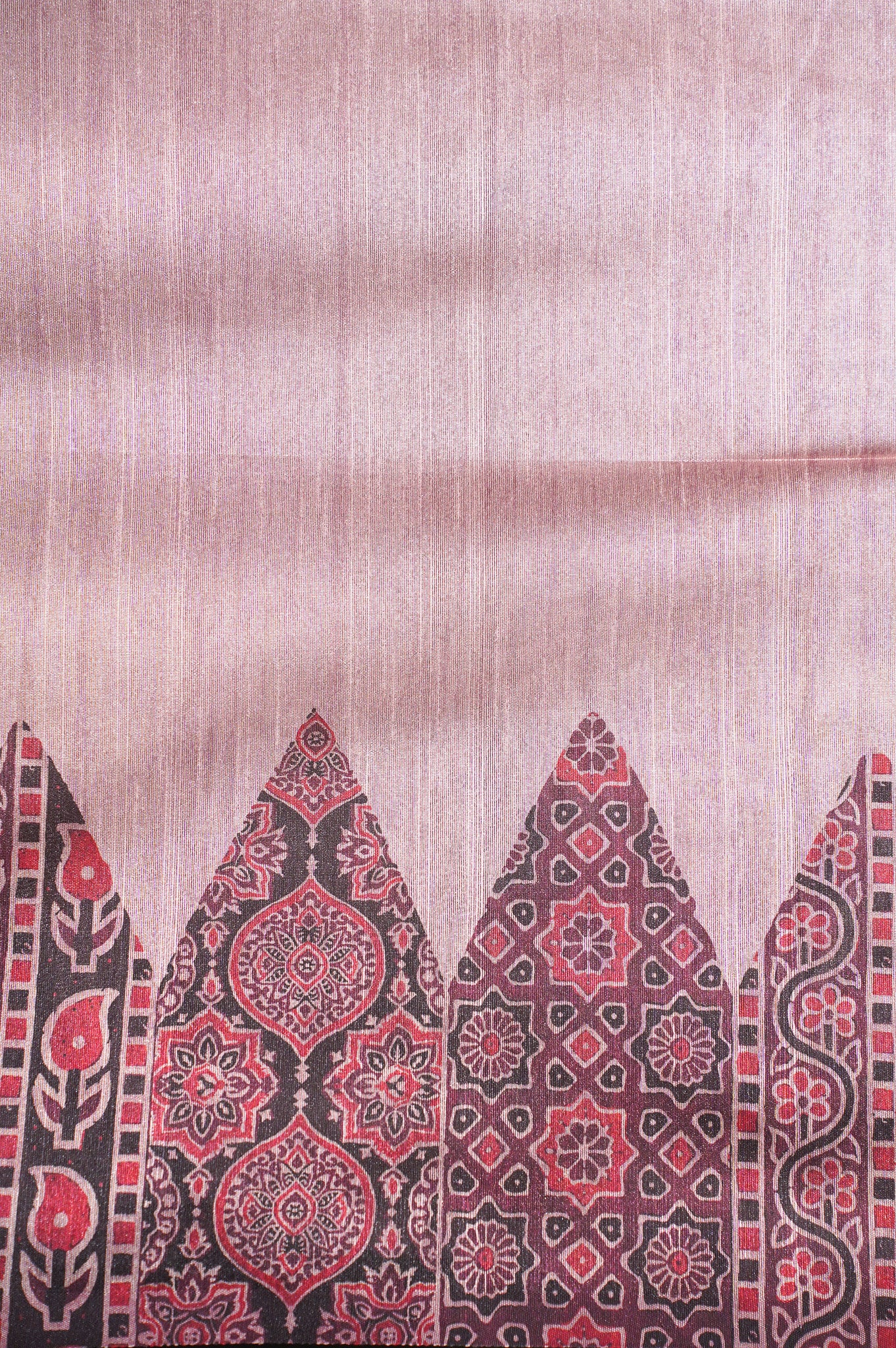 "UTSAV BANARAS 202" Mauve Banarasi Tussar Silk Saree With Madhubani &amp; Ikat Printed Border