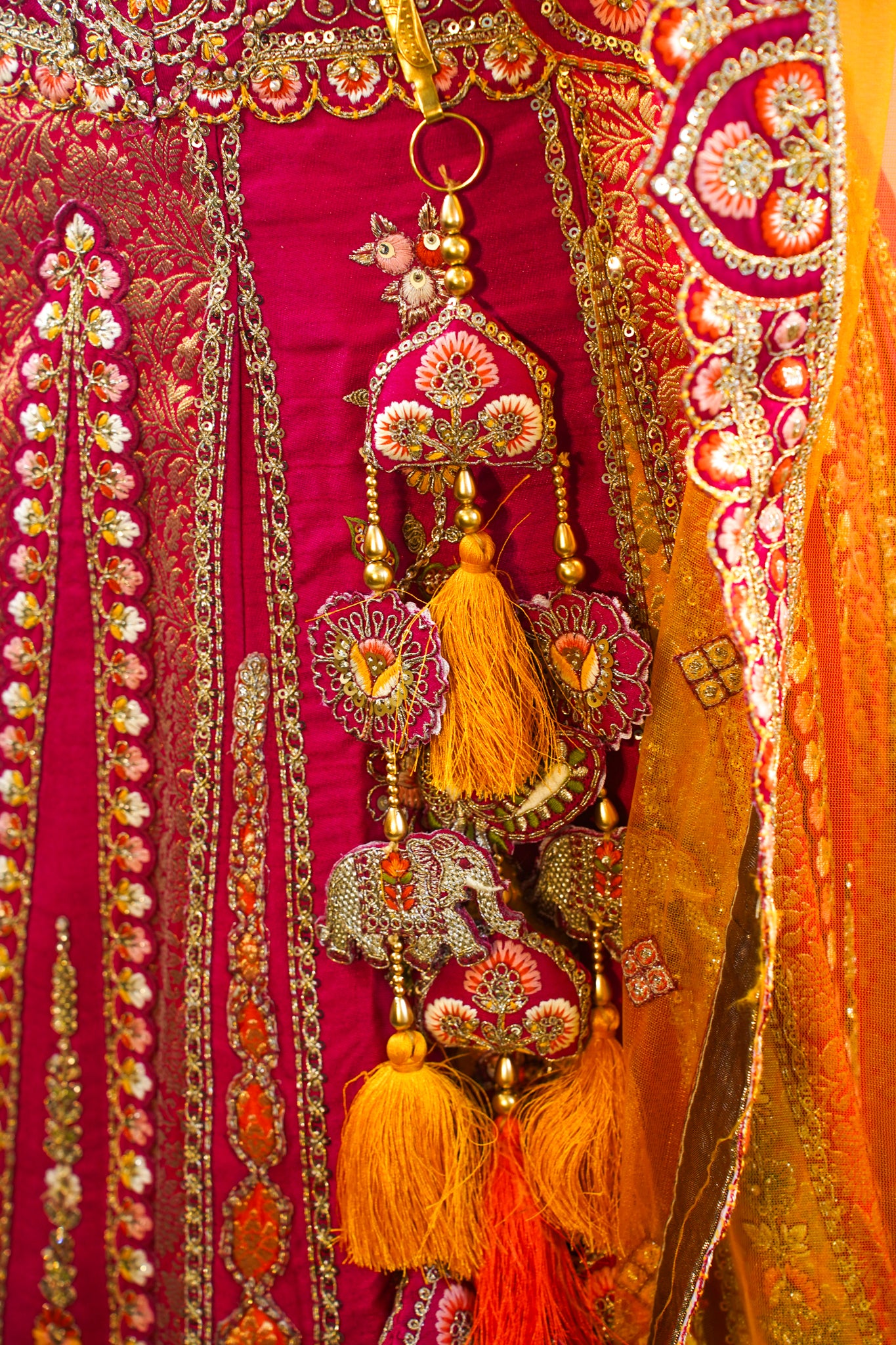 "MANSI 045" Banarasi Silk Bridal Lehenga With Sequence Work & Cutwork Border