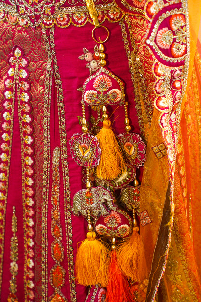 "MANSI 045" Banarasi Silk Bridal Lehenga With Sequence Work & Cutwork Border