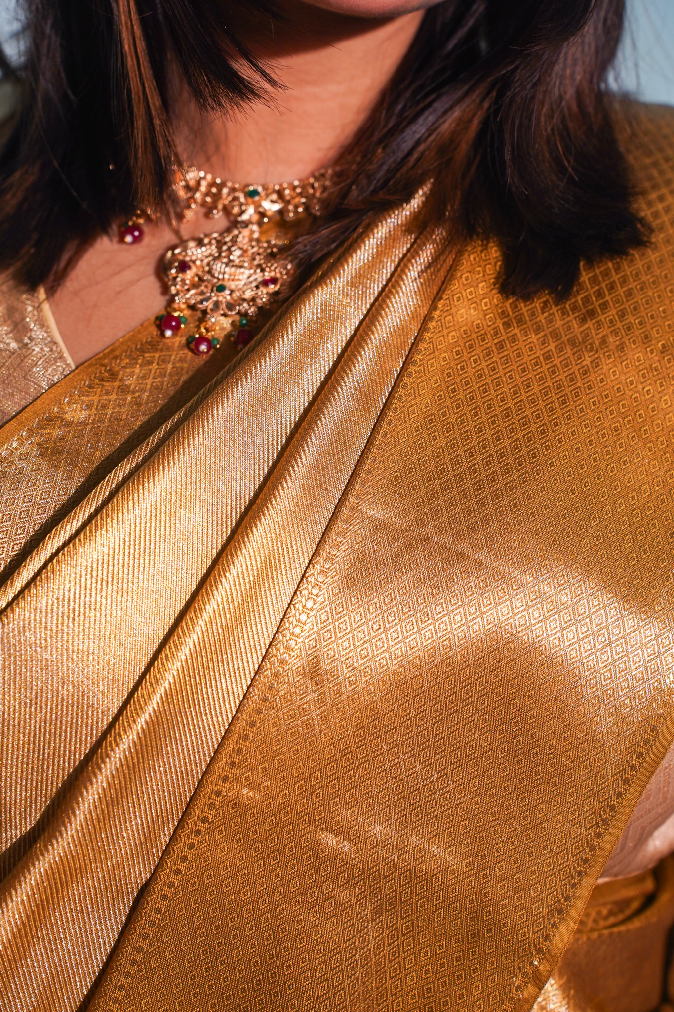 "VIRASAT 277" Beautiful Golden Pure Kanjivaram Silk Saree