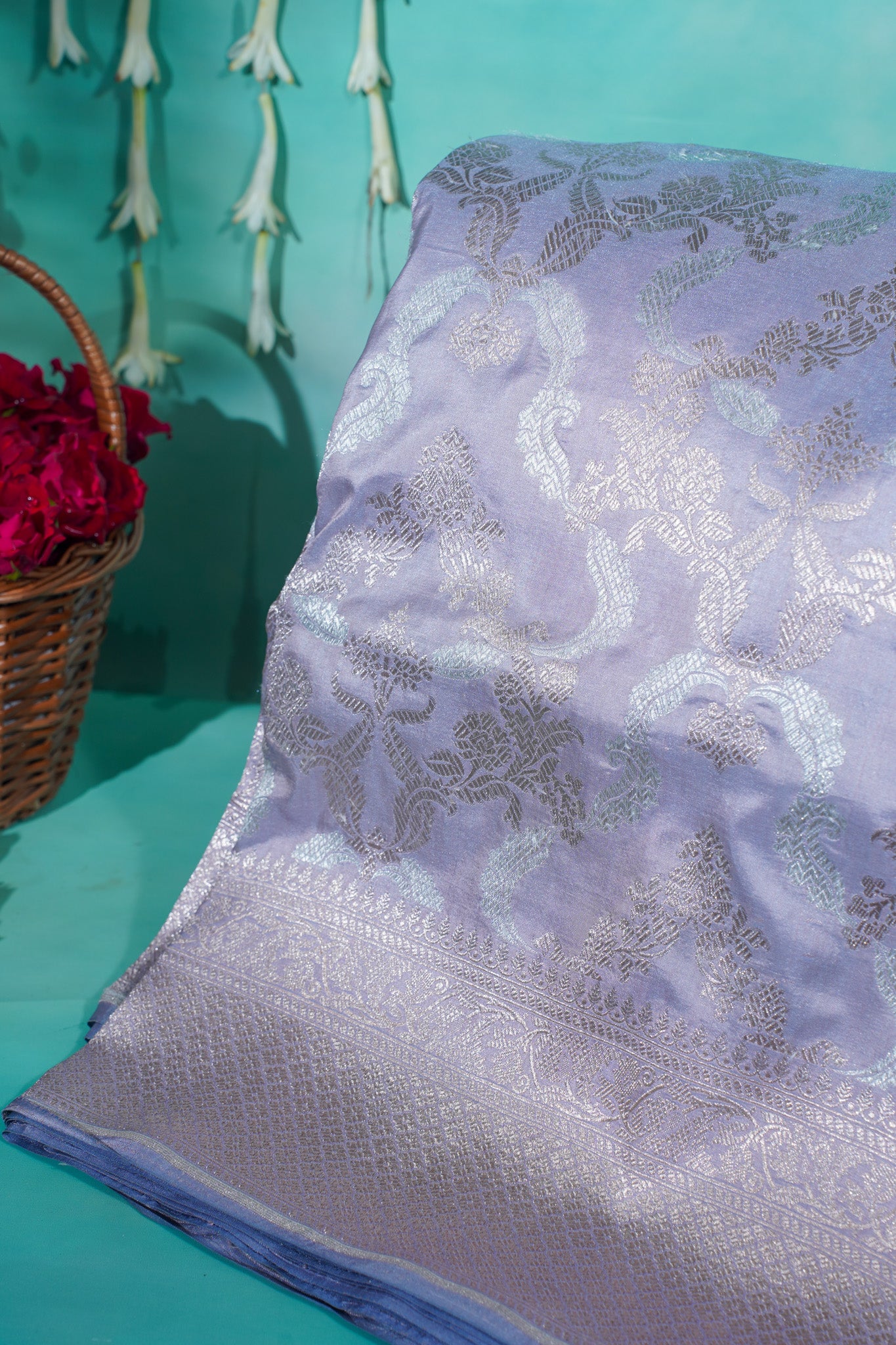 "VIRASAT 103" Dark Pink Pure Kadwa Jaal Banarasi Handloom Saree