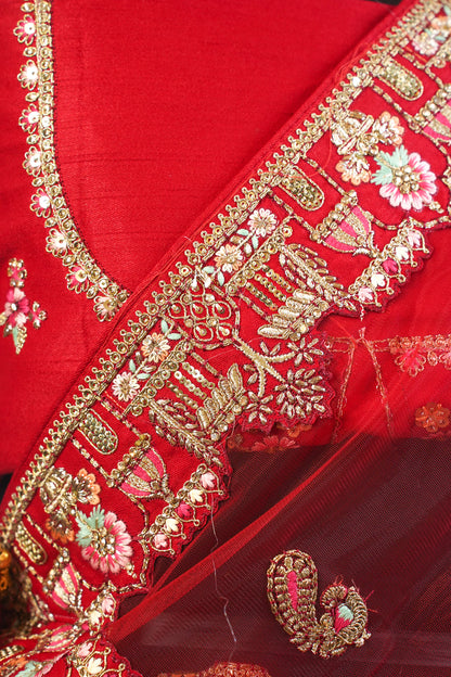 "MANSI 037" Banarasi Munga Silk Lehenga With Cutwork Border & AD Work