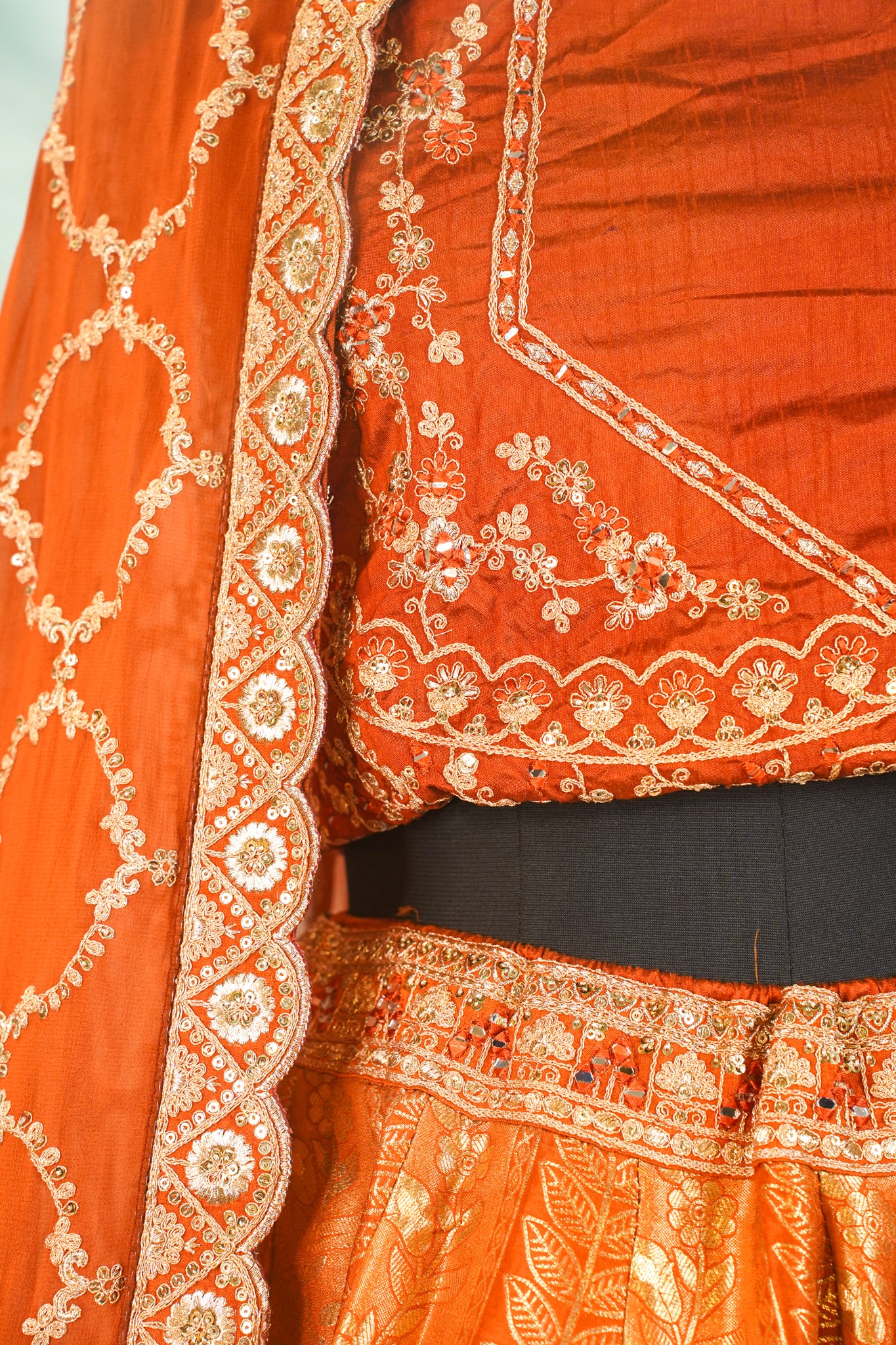 "Mansi 17A" Banarasi Traditional Silk Lehenga with Jaal Flower Work & Rich Zari Detailing