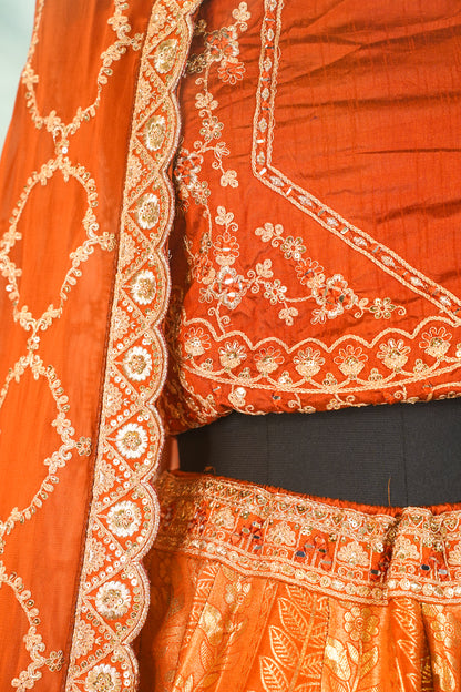 "Mansi 17A" Banarasi Traditional Silk Lehenga with Jaal Flower Work & Rich Zari Detailing