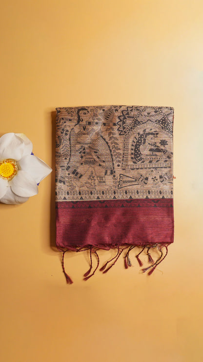 "UTSAV BANARAS 113" Banarasi Rich Maroon Madhubani Silk Saree