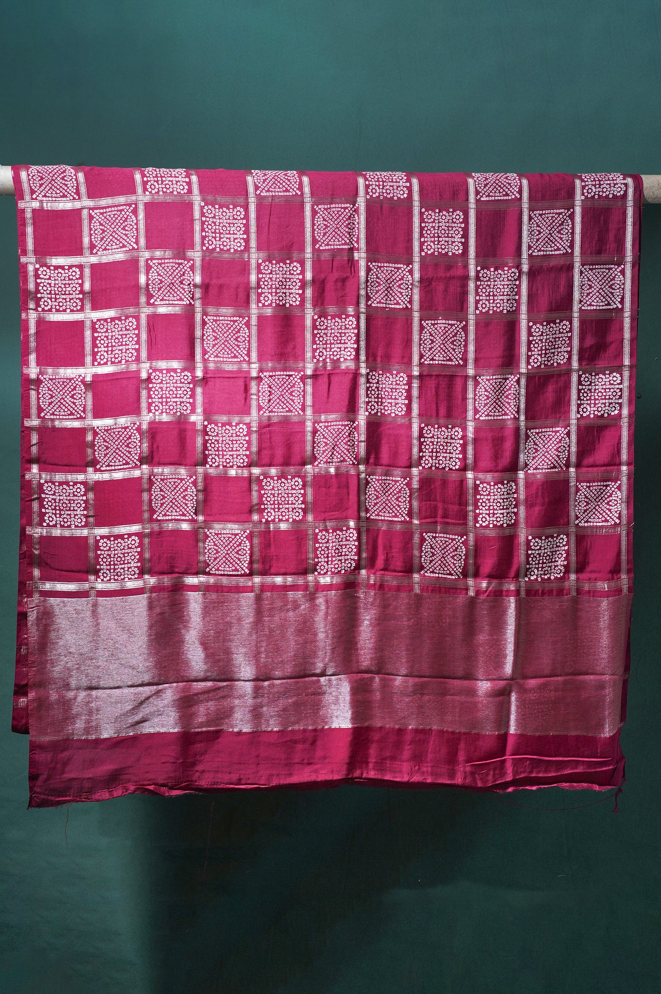 UTSAV BANARAS 371: Classic Maroon Soft Silk Gharchola Check Saree with Silver Zari Work