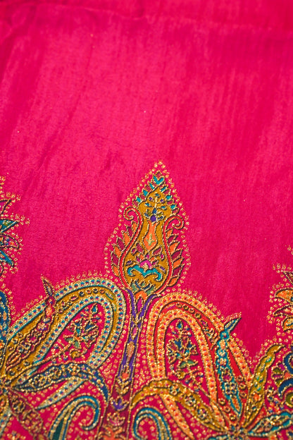 "Waah Banaras 087" Banarasi Hot Pink Meenakari Position Print Silk Saree