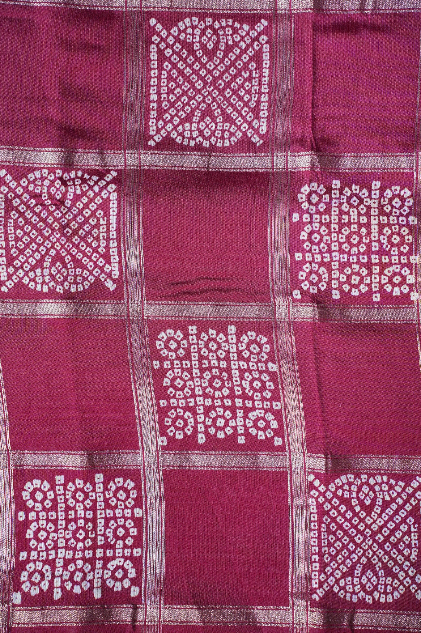 UTSAV BANARAS 371: Classic Maroon Soft Silk Gharchola Check Saree with Silver Zari Work