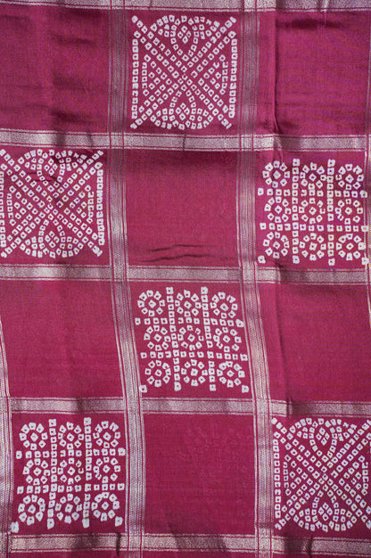 UTSAV BANARAS 371: Classic Maroon Soft Silk Gharchola Check Saree with Silver Zari Work