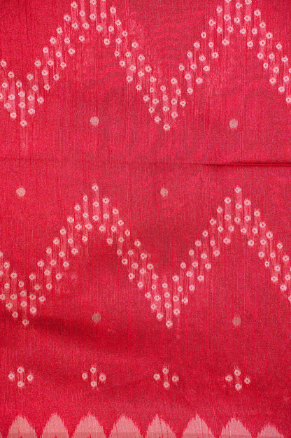 UTSAV BANARAS 267: Vibrant Red Raw Silk Saree with Classic Chunari Print &amp; Intricate Printed Pallu