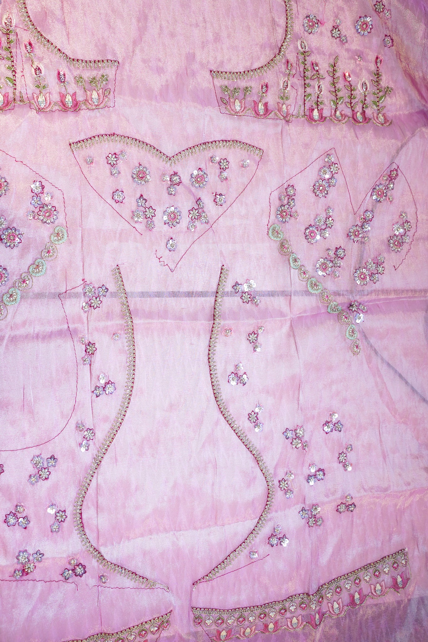 "MANSI 044" Banarasi Tissue Silk Lehenga With AD Stone Work & Cutwork Border