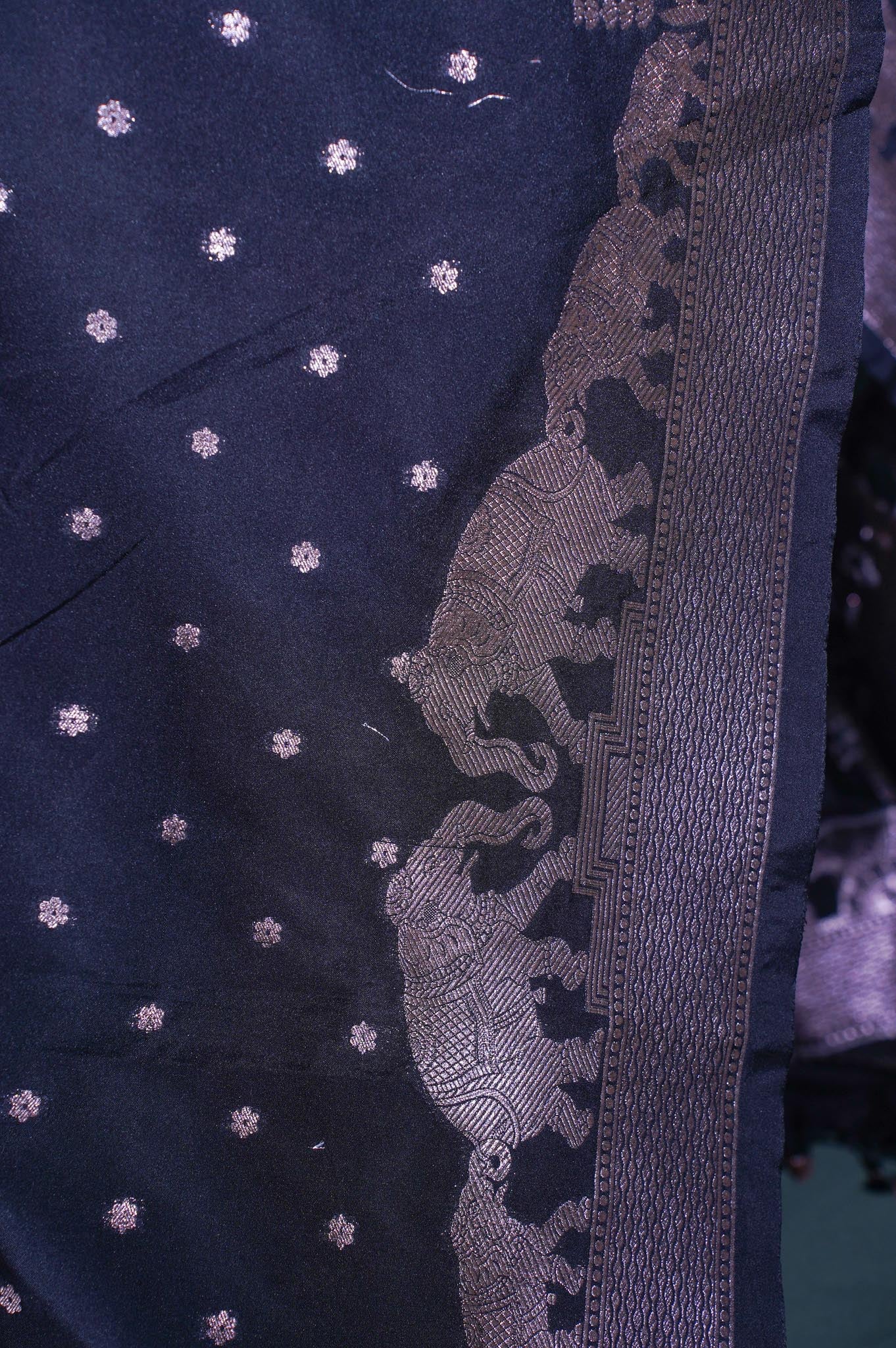 "MCD 008" Banarasi Black Shikargah Vegan Silk Dupatta