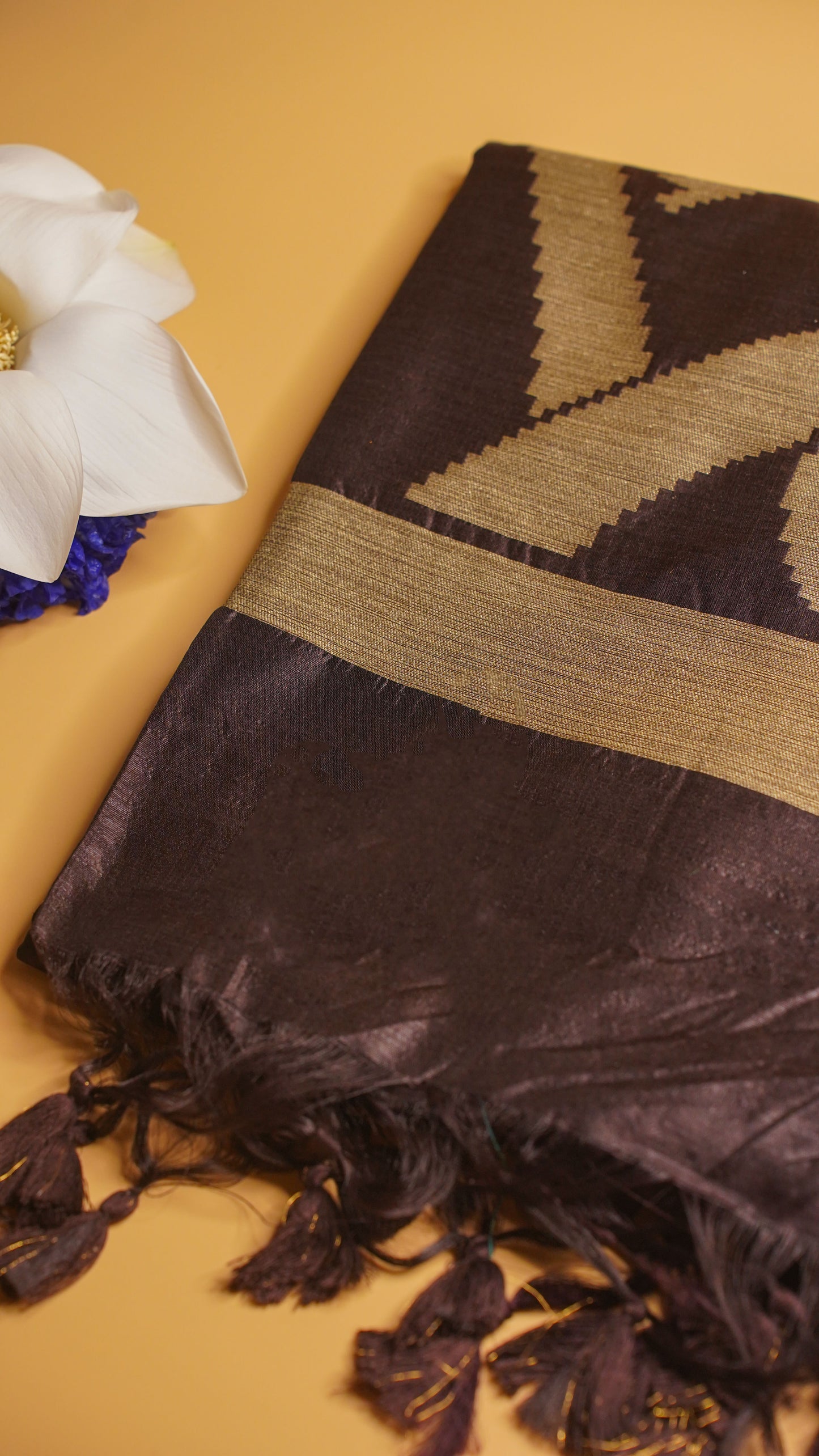 "UTSAV BANARAS 111" Banarasi Dark Brown Raw Silk With Bird Border Saree
