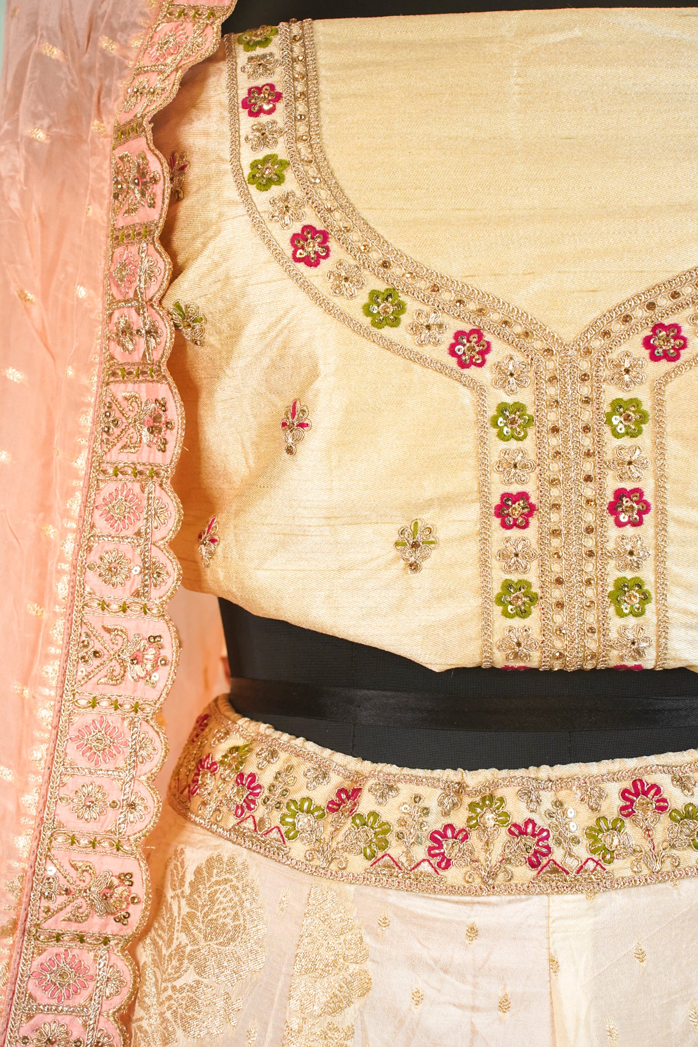 "MANSI 019" Banarasi Silk Lehenga Position Work With Cutwork Border