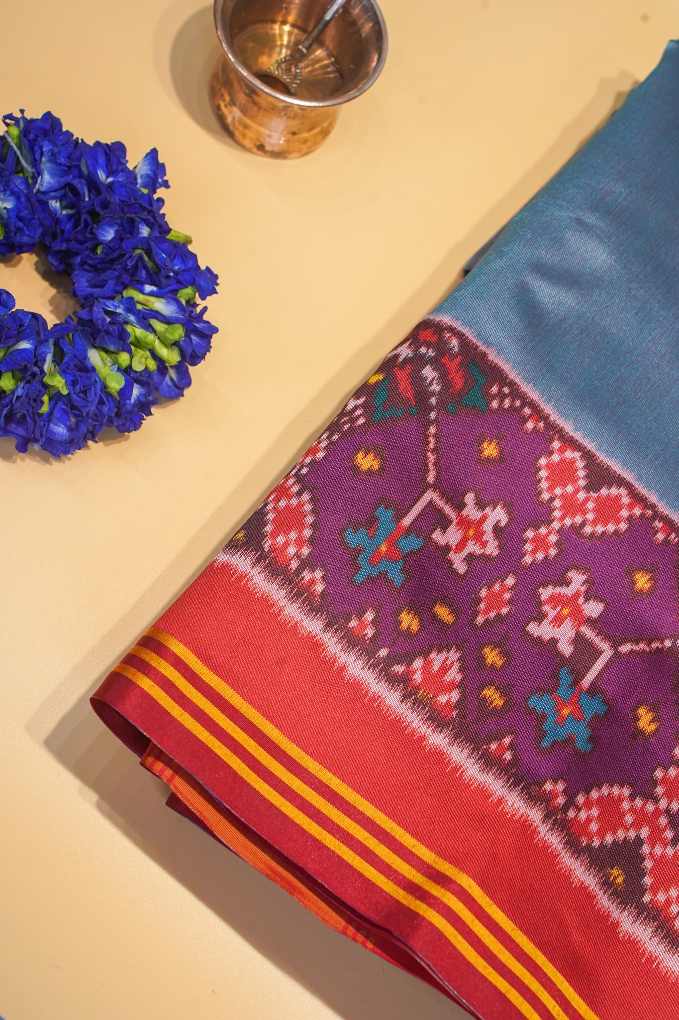 "UTSAV BANARAS 180" Banarasi Traditional Blue Ikat Silk Saree