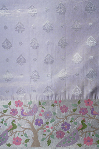 "Founder Choice 001"  Banarasi Masterpiece Designer Pastel Pure Silk Saree with Tree of Life Motif