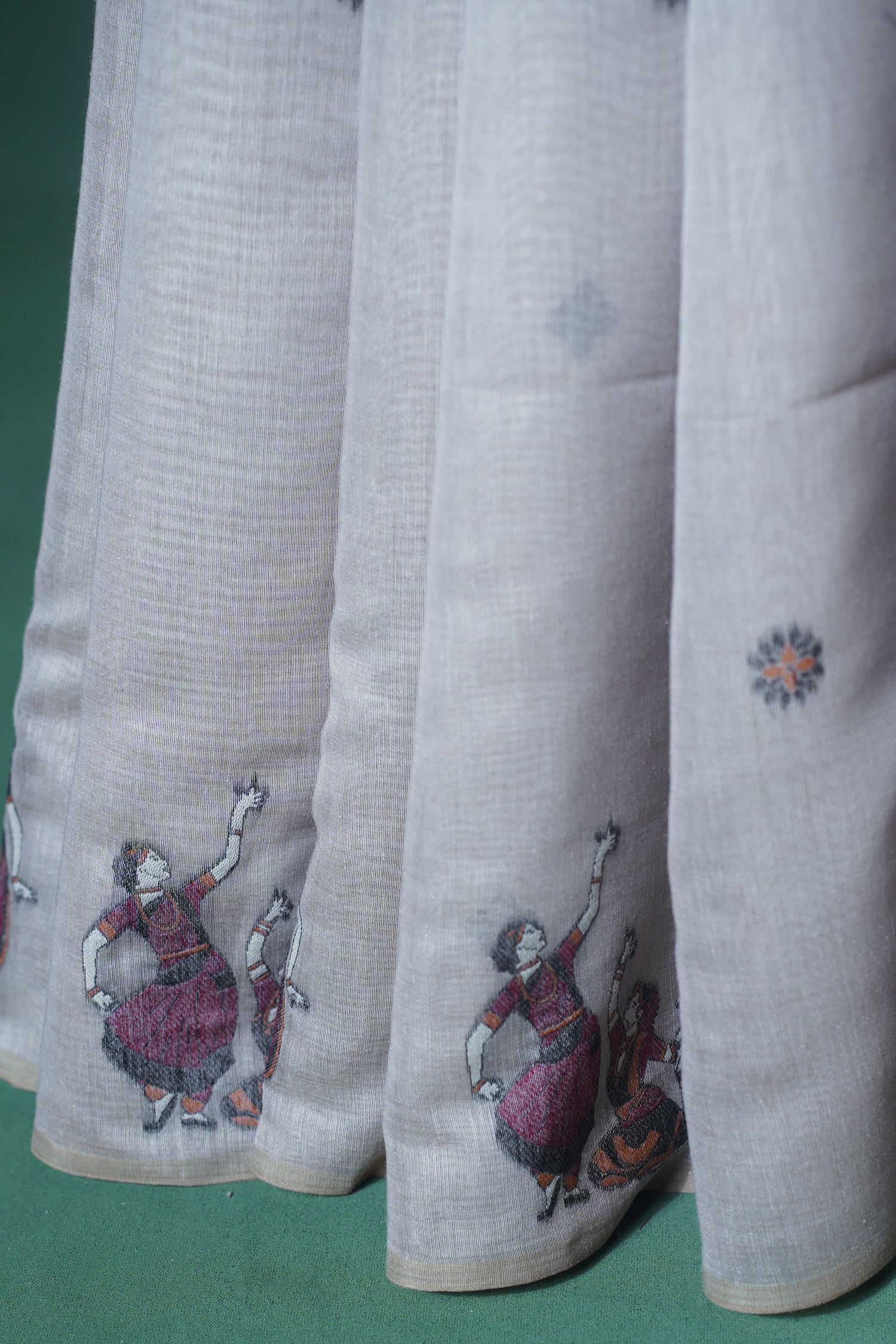 "UTSAV BANARAS 304" Banarasi Sorrel Brown Chanderi Jamdani Silk Saree with Classical Dance Motifs
