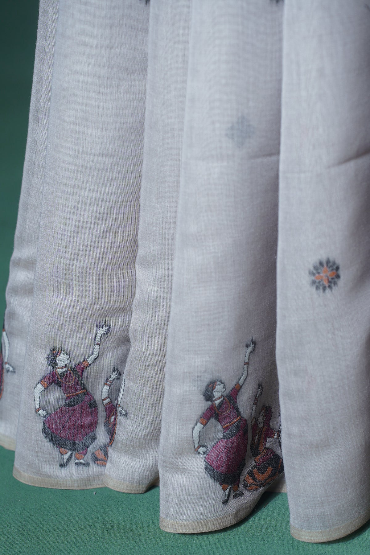 "UTSAV BANARAS 304" Banarasi Sorrel Brown Chanderi Jamdani Silk Saree with Classical Dance Motifs