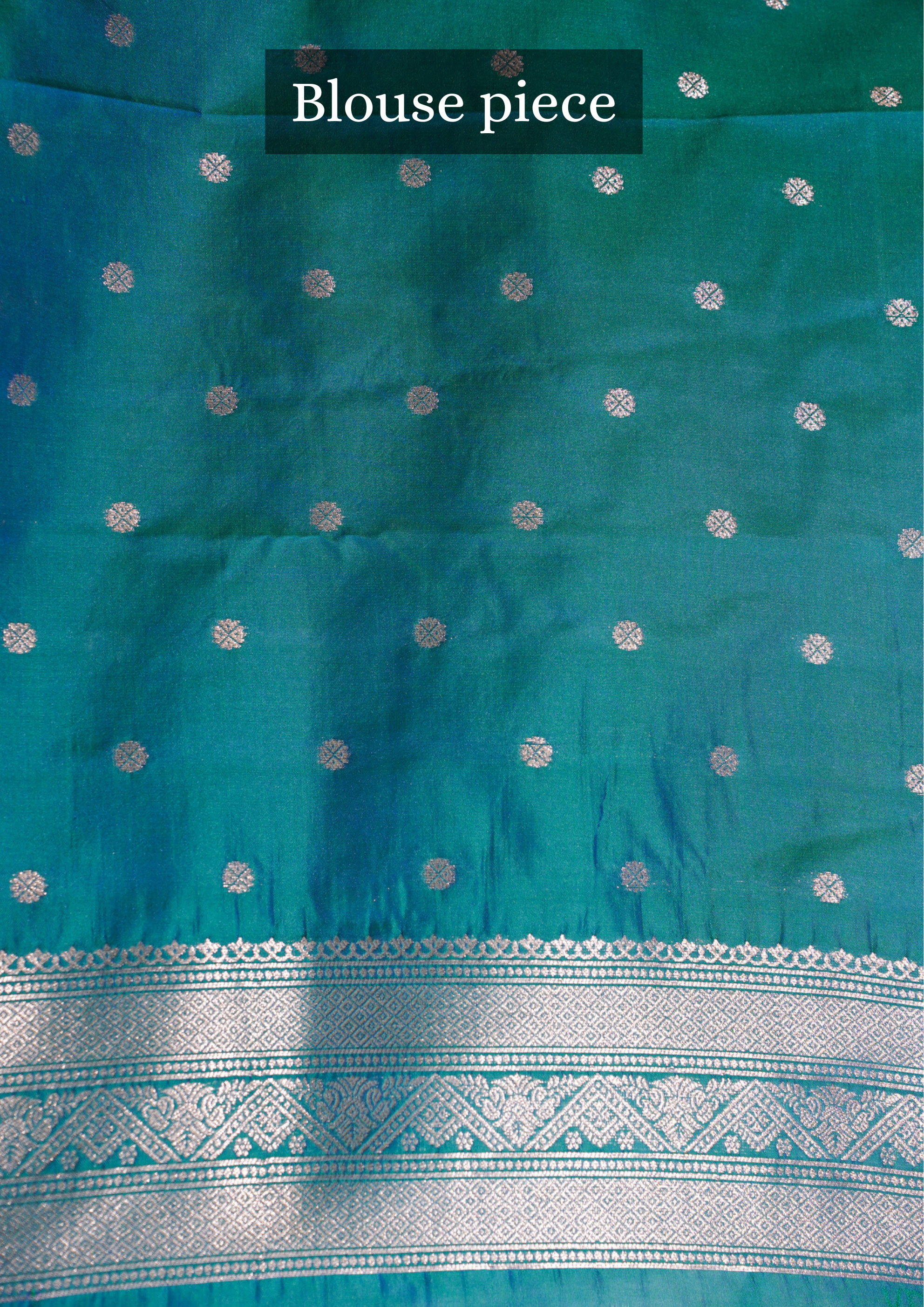 UTSAV BANARAS 328:Teal Green Dual Shade Banarasi Raw Silk Saree with Small Zari Buti, Zari Pallu &amp; Artistic Border