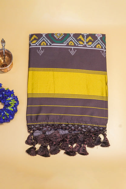 "UTSAV BANARAS 175" Banarasi Elegant Brown Ikat Silk Saree