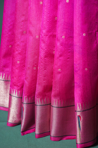 "UTSAV BANARAS 252" Banarasi Crimson Pink Peacock Pethani Silk Saree