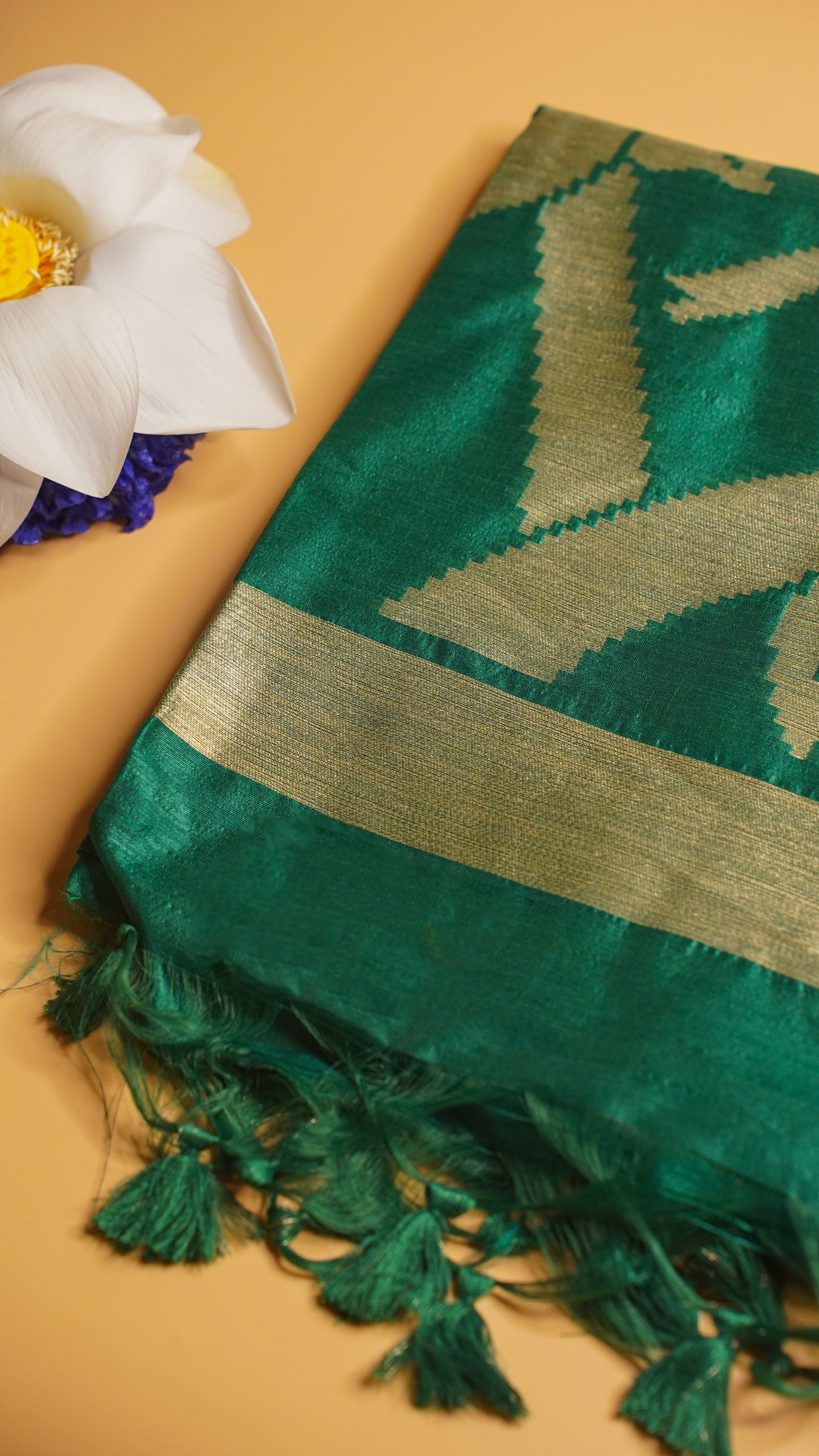 "UTSAV BANARAS 110"Banarasi Green Raw Silk With Bird Border Saree