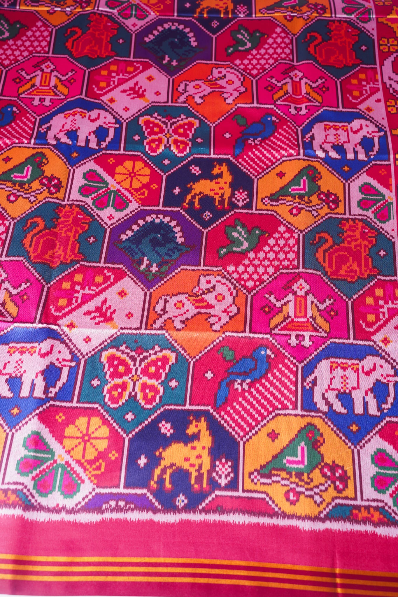 "UTSAV BANARAS 218" Banarasi Patola Silk Saree With Geometric Animal &amp; Bird Motifs