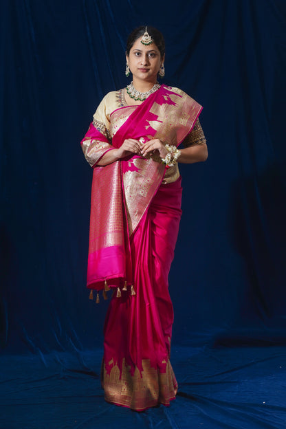 Pink Kashi Ghat Banarasi Masaru Silk Saree