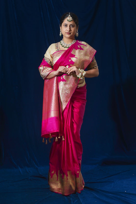 Pink Kashi Ghat Banarasi Masaru Silk Saree