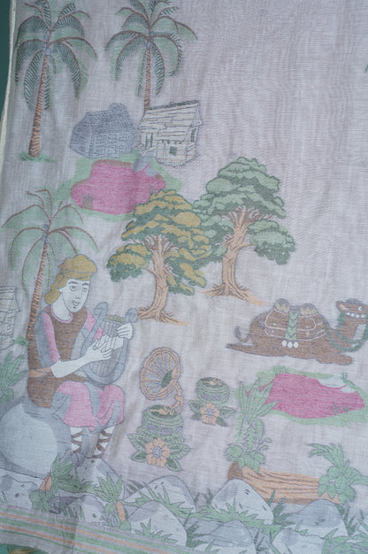 "UTSAV BANARAS 298" Banarasi Tusser Chanderi Jamdani Silk Saree With Narrative Pallu
