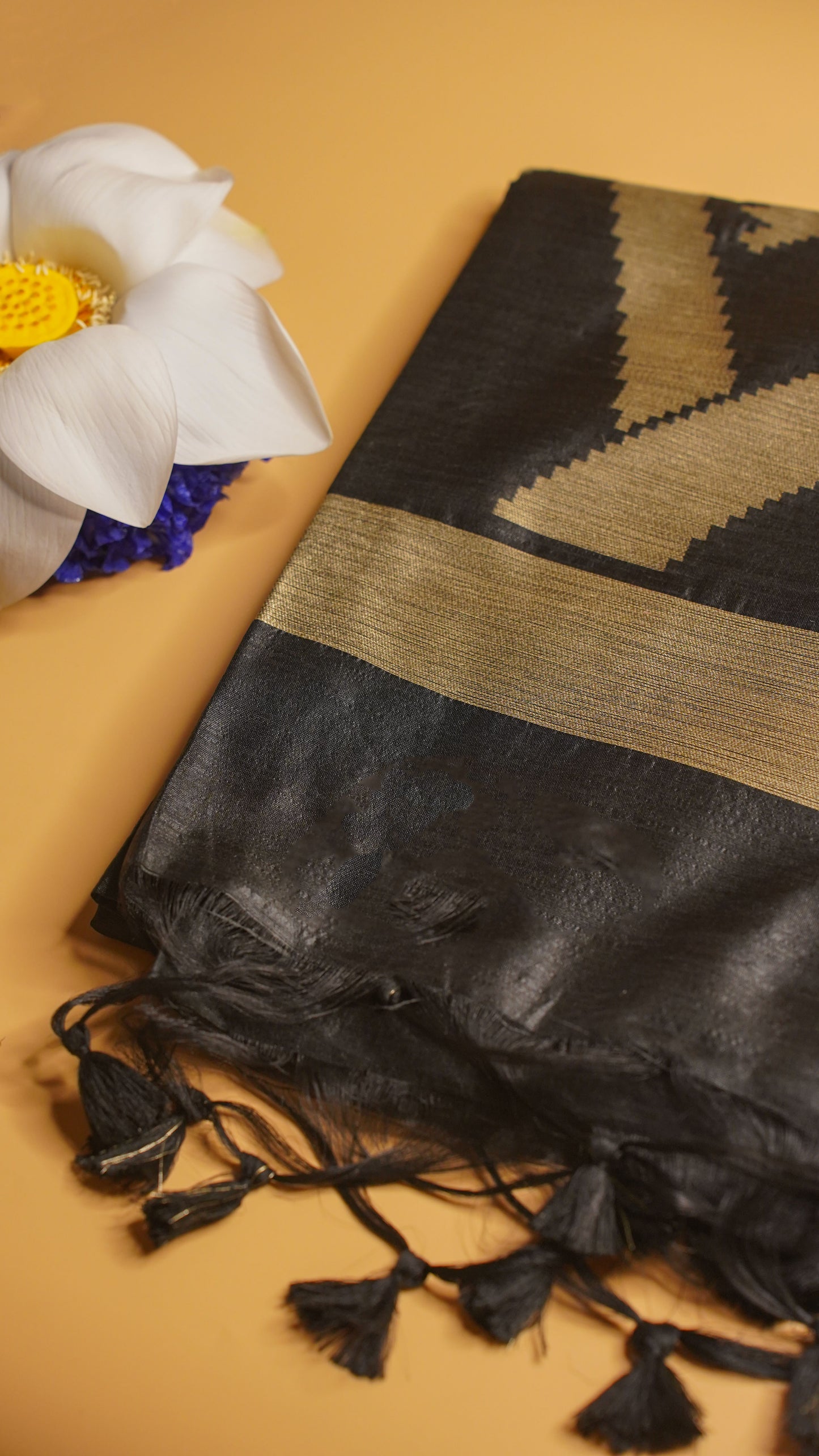"UTSAV BANARAS 112" Banarasi Black Raw Silk With Bird Border Saree
