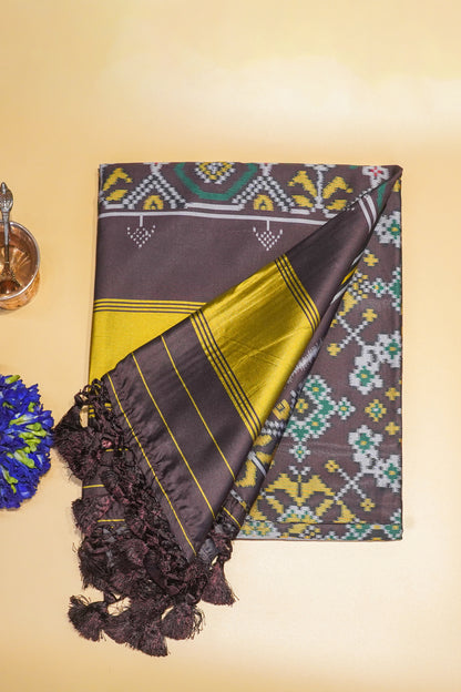 "UTSAV BANARAS 175" Banarasi Elegant Brown Ikat Silk Saree